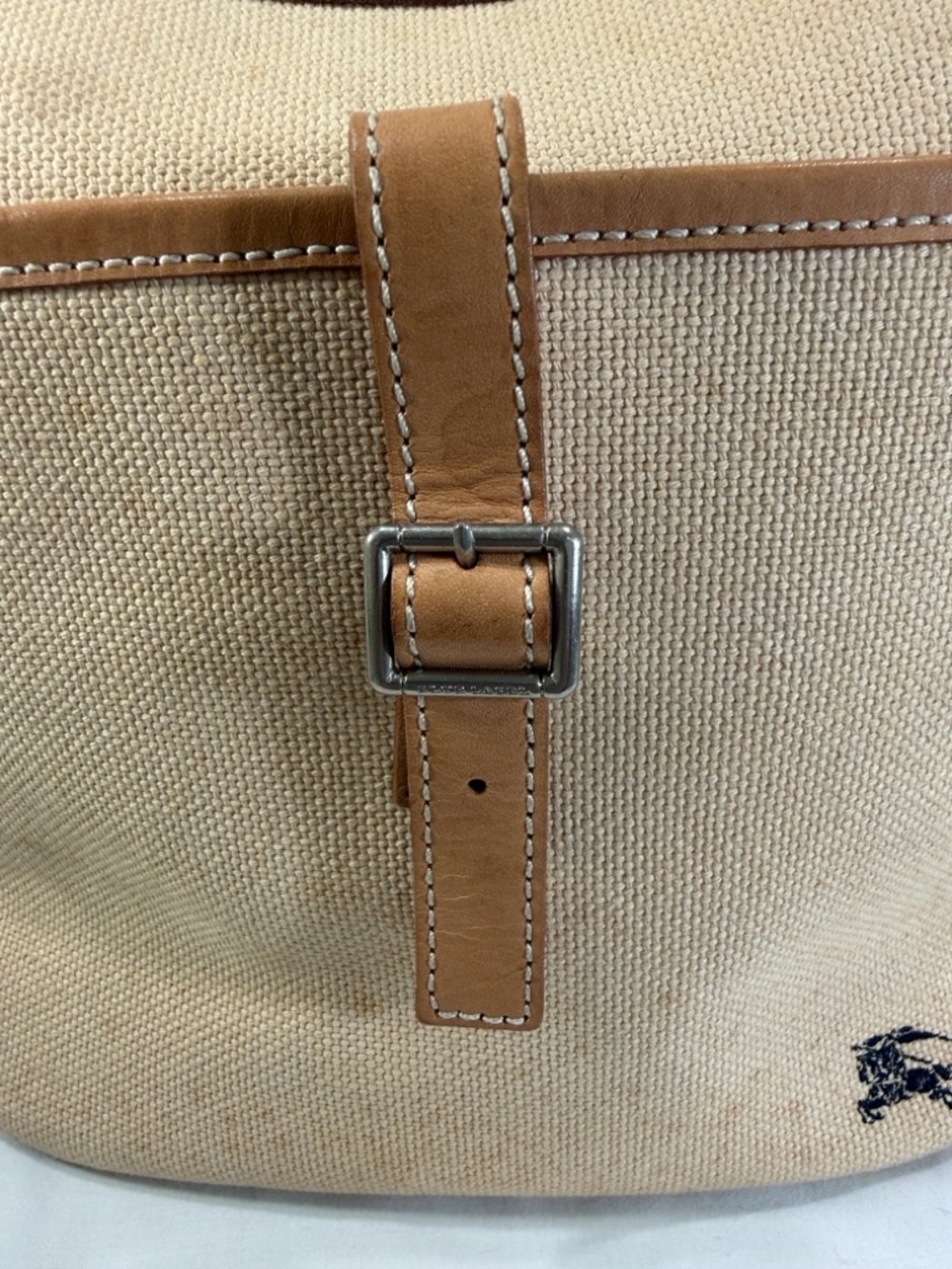Burberry Blue Label Canvas Leather Crossbody Bag Tan Vintage Adjustable Strap - Picture 3 of 16